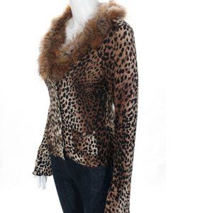 NWT Ann Ferriday Leopard Fur Collar "Blazer" NWT